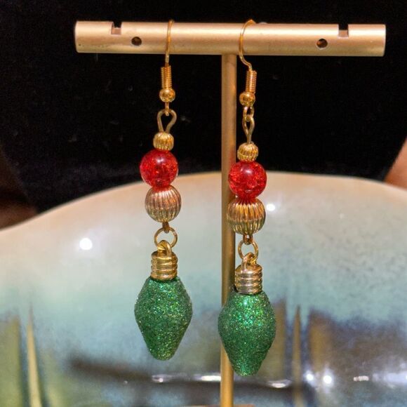 Handcrafted Cute Dangle Christmas Earrings - Picture 1 of 2